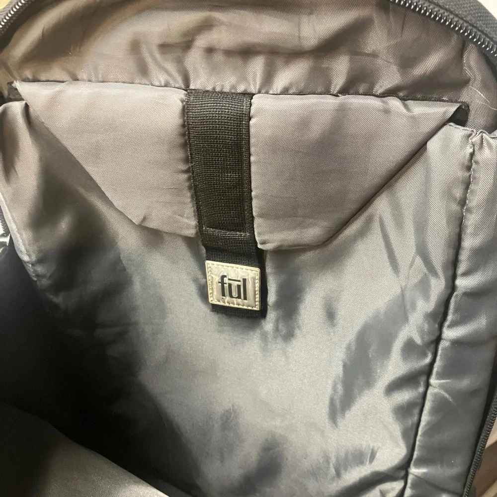 Ful Laptop Backpack Black Charcoal Grey Ballistic Nylon Multi Pocket Tech Bag